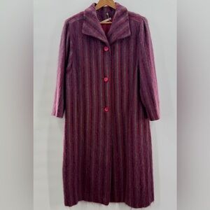 Vintage 70’s Paul Levy Mohair Longline Coat Vibrant Pink Purple Size Medium